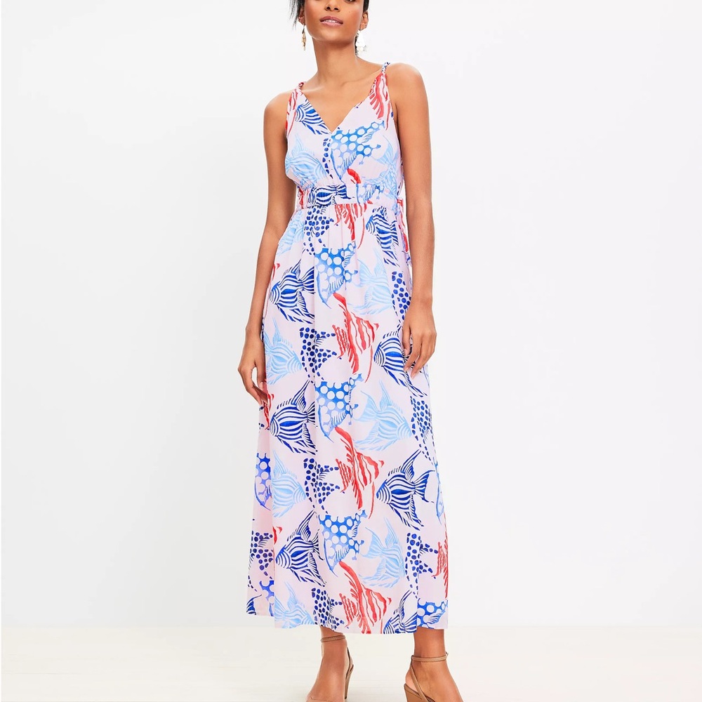 LOFT fish double side tie maxi dress